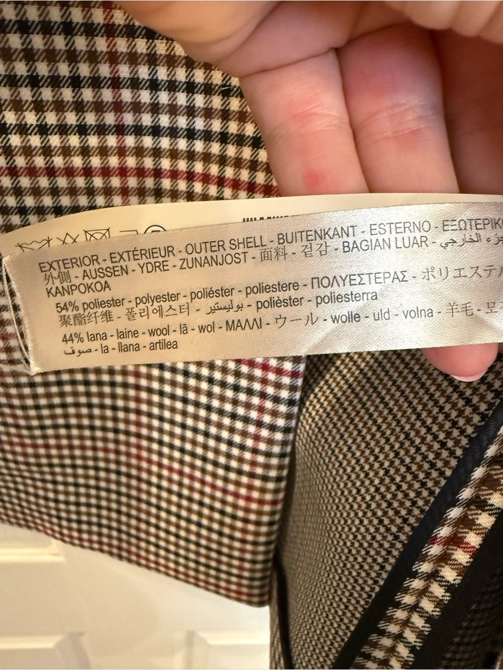 Massimo Dutti Beige Plaid Wool Blend Fitted Button Blazer Career Jacket Coat 4 - Picture 6 of 6